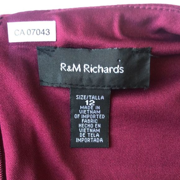 R&M RICHARDS DRESSES - RUFFLE DRESS Burgundy size 12 - Picture 5 of 6